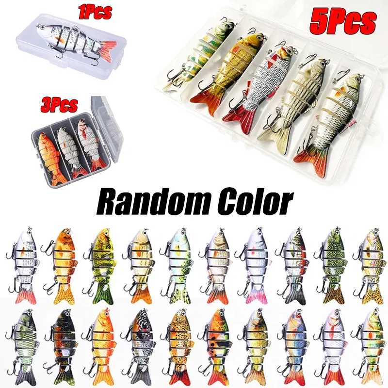 Color: Red, Size: 120 MM - 6 Segment Multi Jointed Fishing Lure Sinking 10cm/17.5g Swimbait Artificial Wobblers Crankbait Hard Bait Pesca Tackle 5/3/1Pcs