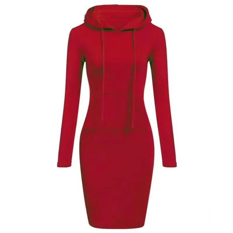Color: Gold, Size: XXL - Ladies Dress Autumn Women Hooded Dresses Hoodies Women Sweatshirts Women Hoodies Dress Tops Ladies Clothing