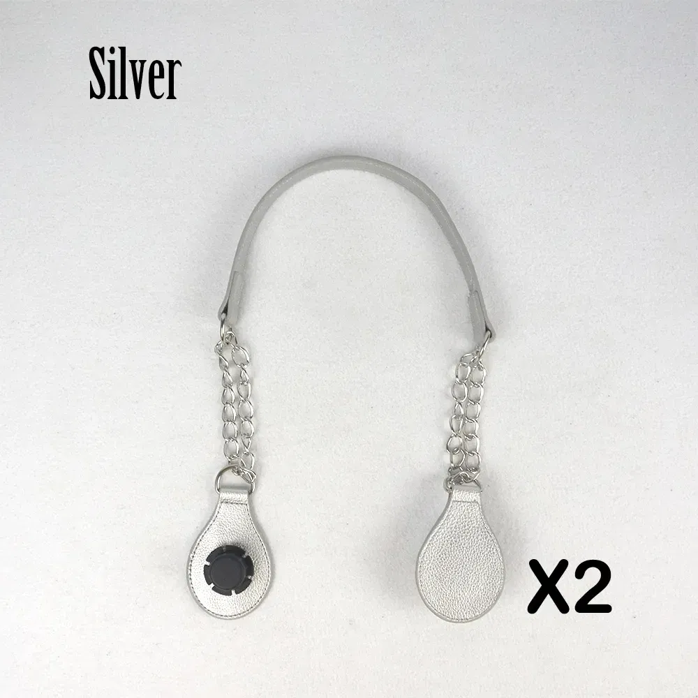 Color: WHITE, Ships From: CHINA - TANQU 1 Pair Long leather PU chain Handle with Tear Drop End Double Metal Chain for O Bag for EVA Obag Women Bag
