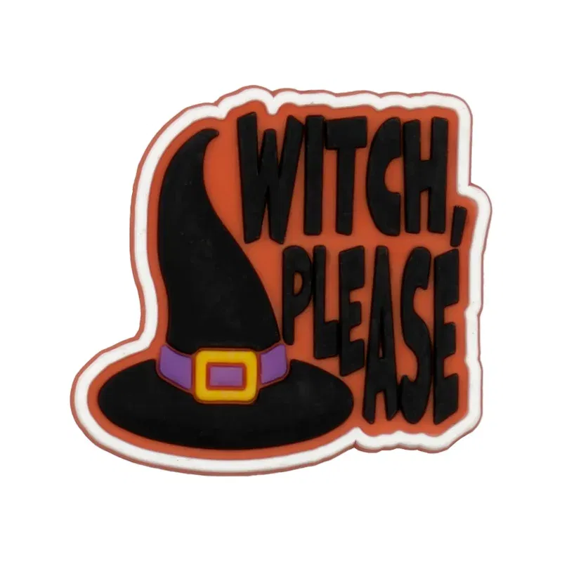 Color: VIOLET - Halloween Shoe Charms Funny Ghosts Pumpkin Clog Charms Sweets Candles Broom Shoe Clips Decorations Chips Cats Bats Clips Jeans