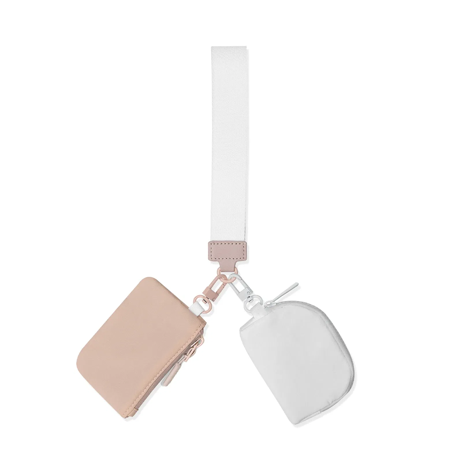 Color: army green - Mini Dual Coin Pouch Solid Color Wristlet Keychain Wallet Change Pocket Handbag lulu Coin Purse Women Portable Key Card Holder