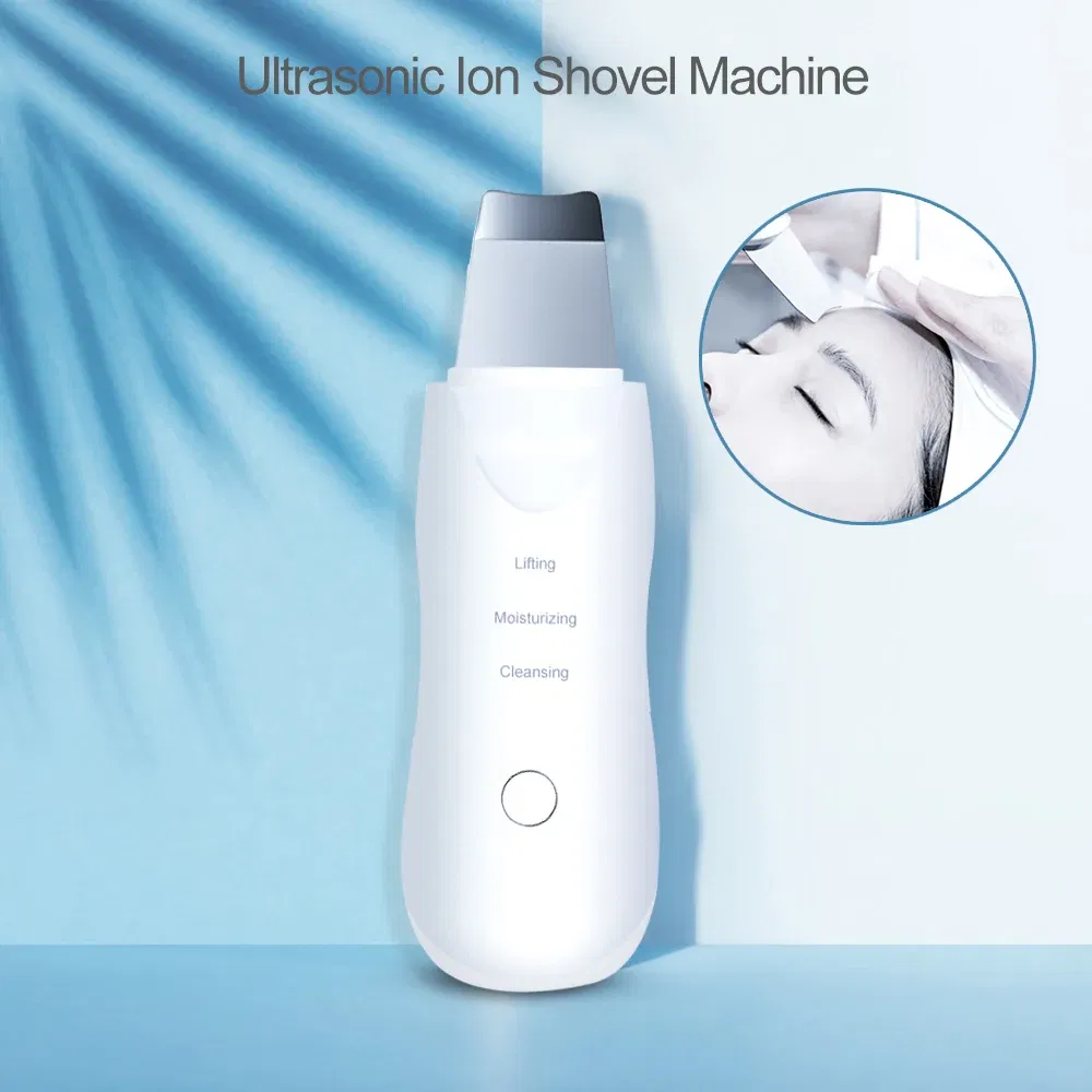 Color: Red - Ultrasonic Skin Scrubber Scrubber Deep Vibrate Facial Cleaner Shovel Face Scrubber Peeling Black Head Remover Facial Massager