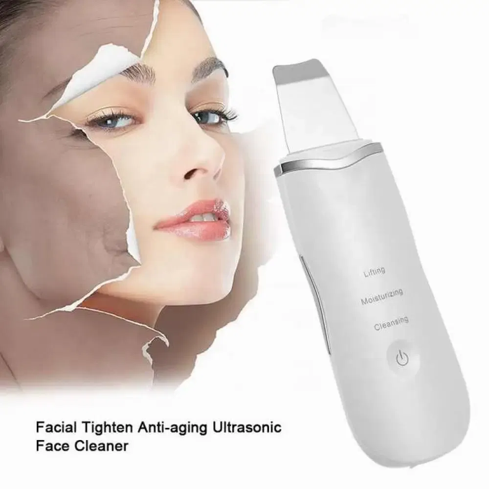Color: Red - Ultrasonic Skin Scrubber Scrubber Deep Vibrate Facial Cleaner Shovel Face Scrubber Peeling Black Head Remover Facial Massager
