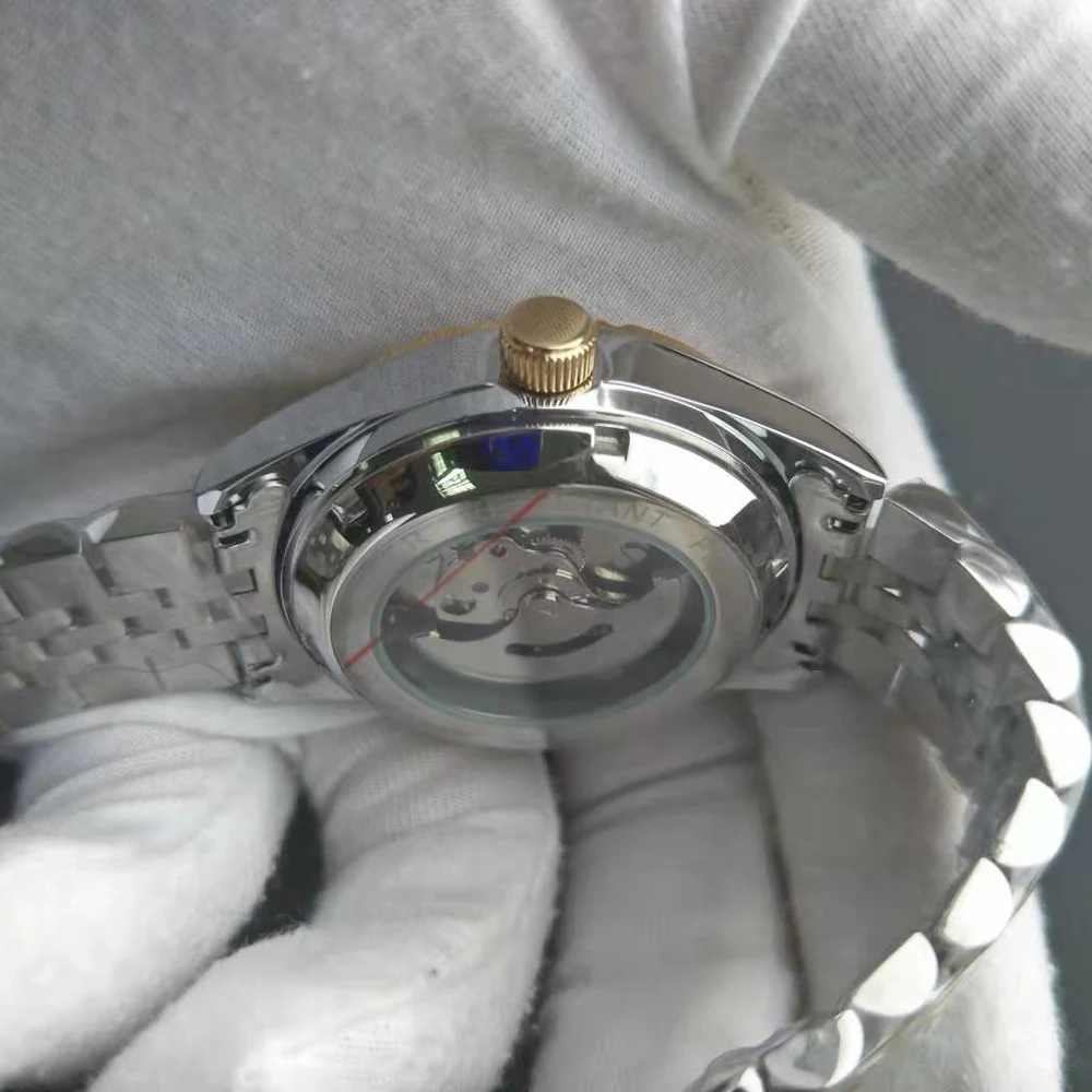 Color: Multicolor - Luxury Steel Arabic Numbers Watches Automatic Movement Urdu Numerals Mechanical Wristwatch Men Waterproof Erkek Saatleri