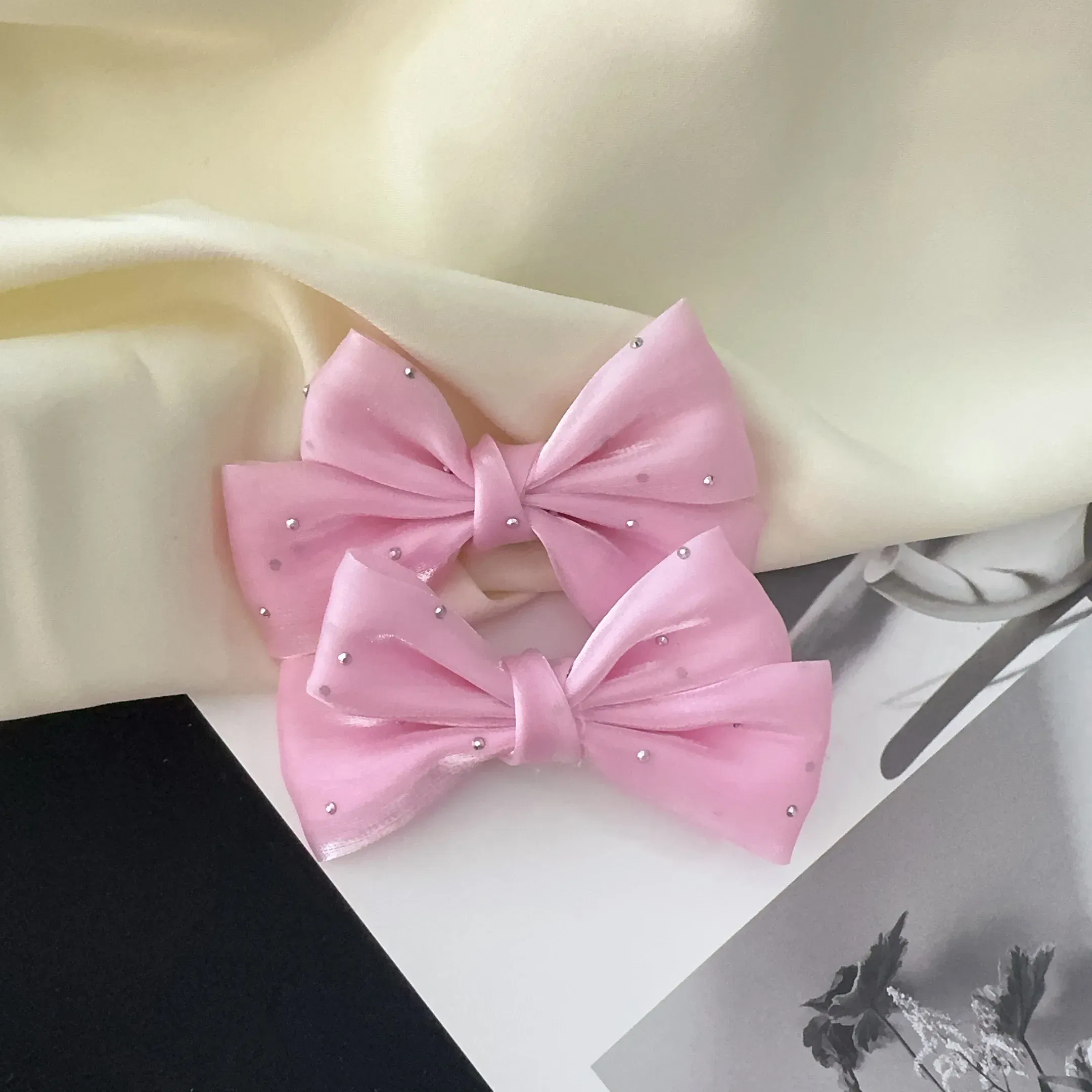 Color: Burgundy - 2Pcs Starry Dots Red Velvet Bow Hair Pins Hair Clips Kids Girls Fashion Christmas Barrettes Ponytail Holder Headwear Accessories