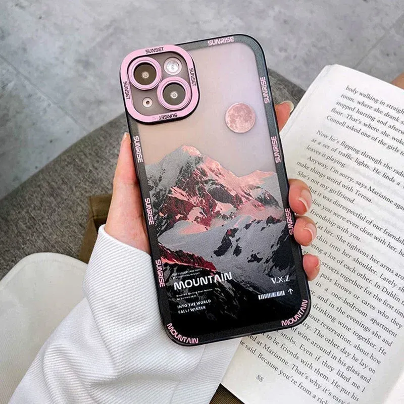 Color: Beige, Material: ABS - Retro INS Sunset Sky Clouds Moon Pattern Case For Samsung Galaxy S10 S20 S21 S22 S23 S24 FE Plus Ultra Note 20 Shockproof Cover