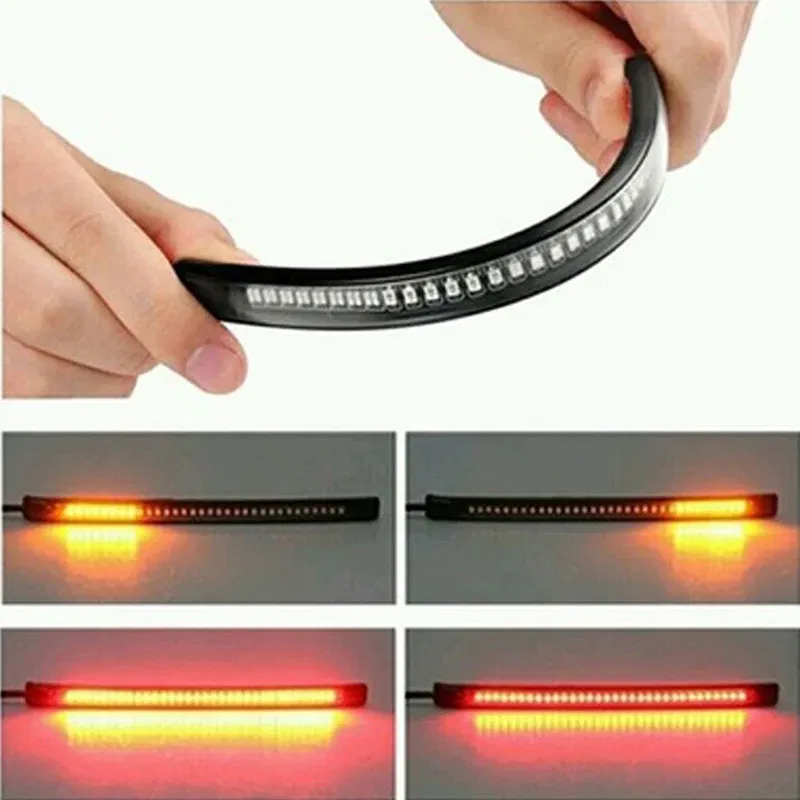 Flexible 48 LED 12V Motorcycle Brake light steering light motorcycle license plate tail light red and yellow
