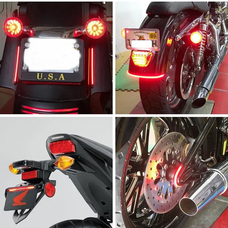 Flexible 48 LED 12V Motorcycle Brake light steering light motorcycle license plate tail light red and yellow
