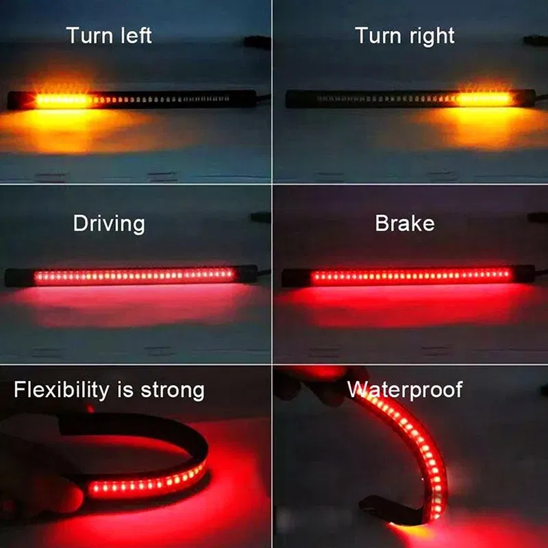Flexible 48 LED 12V Motorcycle Brake light steering light motorcycle license plate tail light red and yellow