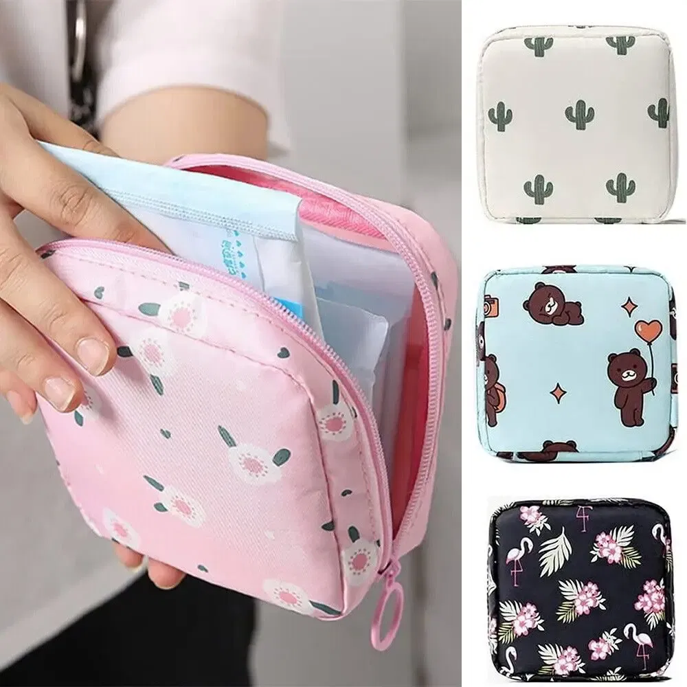 Color: Clear - Girl Napkin Credit Card Holder Headphone Case Coin Clip Sanitary Bag Change Purse Tamper-Proof Storage Bag Sanitary Mat Bag