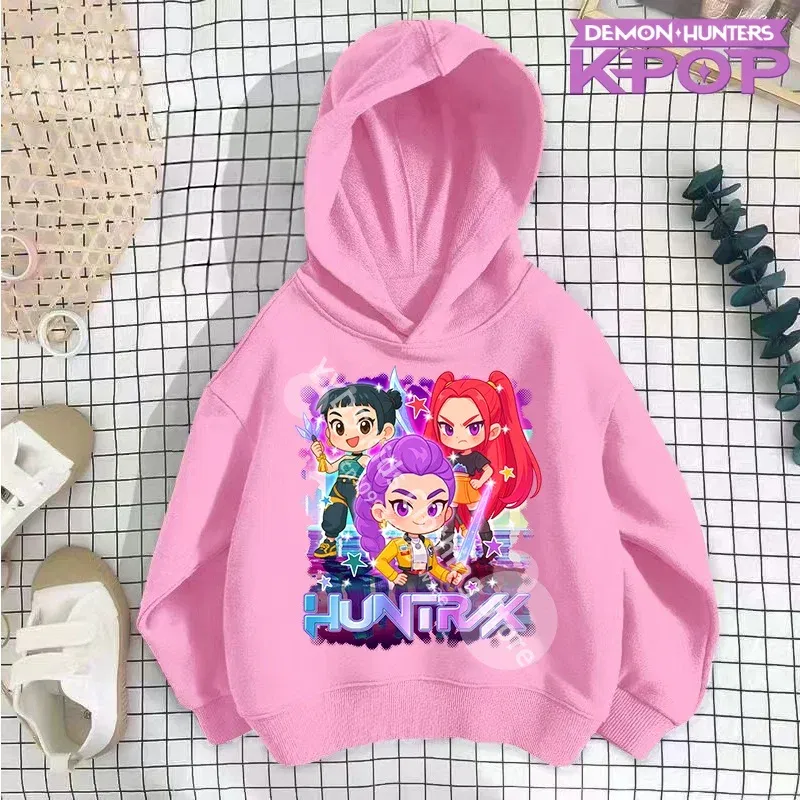 Color: Red, Kid Size: 13T - 2025 KPop Demon Hunters Hoodie Fashion Rumi Sweatshirt Pullover Cute Long Sleeve Autumn Boys Girls Cartoon Y2K Hoody Sportswear