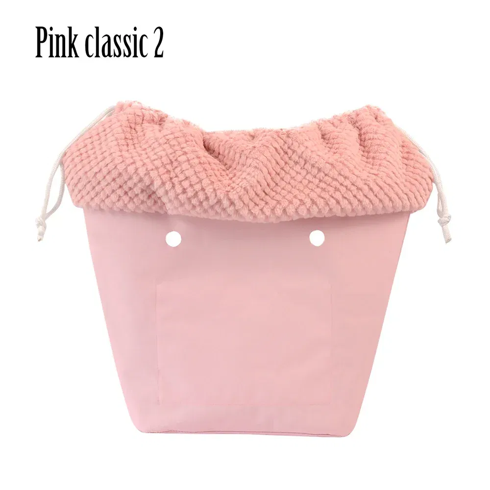 Color: Dark Khaki - 2025 Winter O Bag Large Capacity Classic Mini Plush Fur Furry Organizer Top Drawstring Colorful Inner Insert for Obag Winter