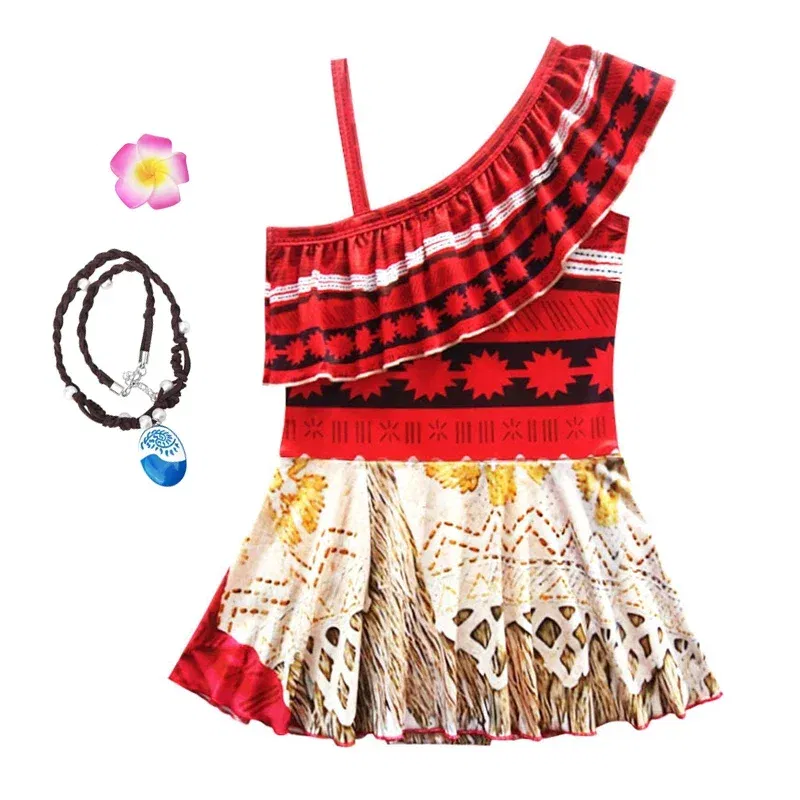 Color: Gold, Kid Size: 12M - Moana 2 Swimsuit Summer Holiday Beach Girls Two-piece Bikini Toddler Adventure Outfit Pool Party Vaiana Fancy Dress Up