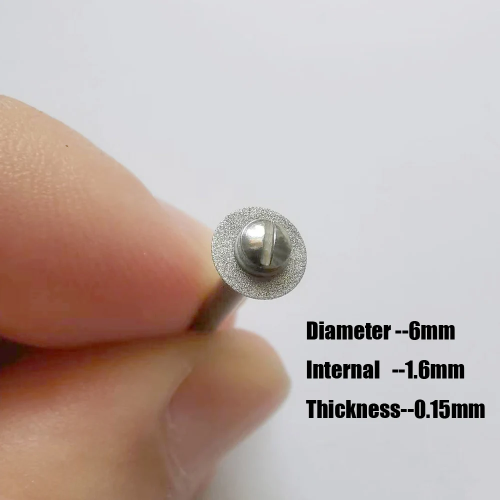 Color: black - 5pcs Dental Ultramicro 6mm 8mm 10mm Diamond Cutting Disc for separating polishing ceramic crown plaster or jade with 1 mandrels