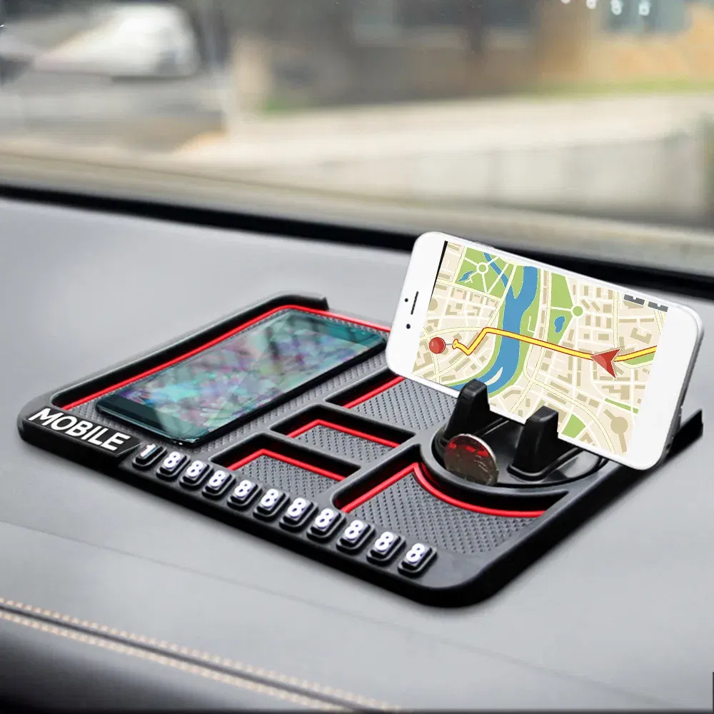 Color Name: Blue - Silicone Car Anti-Slip Mat Auto Phone Holder Sticky Anti Slide Dash Phone Mount Parking Number Card Car Pad Mat Car Mat