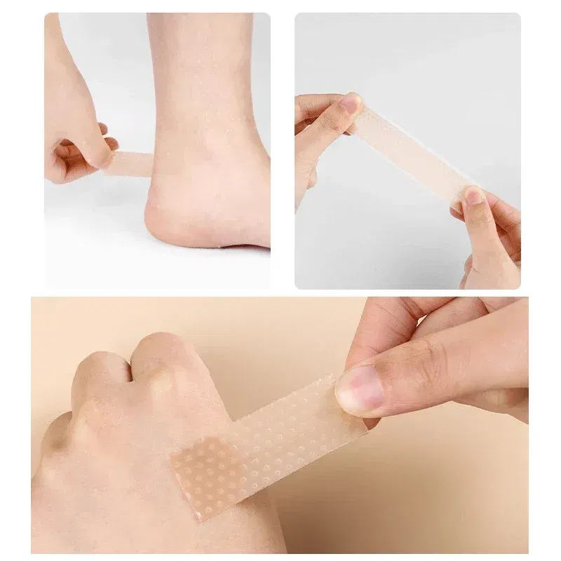 Color: Beige - Silicone Gel Heel Stickers Heel Protector Biomimetic Anti Pain Relief Adhesive Patch Cushion Foot Care Shoe Pads Grip Tapes
