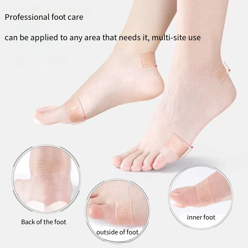 Color: Beige - Silicone Gel Heel Stickers Heel Protector Biomimetic Anti Pain Relief Adhesive Patch Cushion Foot Care Shoe Pads Grip Tapes