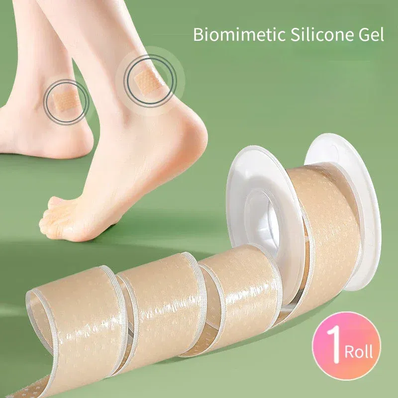 Color: Beige - Silicone Gel Heel Stickers Heel Protector Biomimetic Anti Pain Relief Adhesive Patch Cushion Foot Care Shoe Pads Grip Tapes