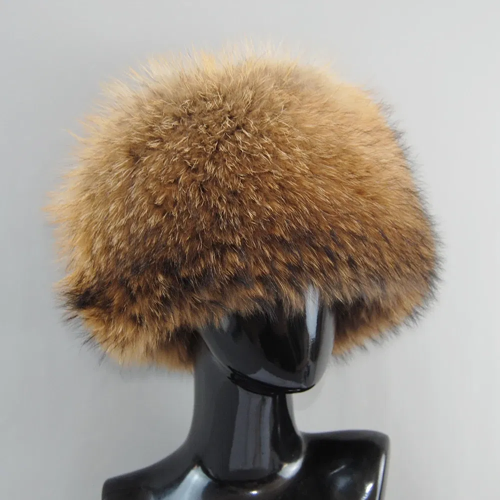2025 New Style Fashion Hat Winter Women's Winter Thick Warm Hat Real Fox Fur Hats Headgear Russian Girls Raccoon Fur Beanies Cap