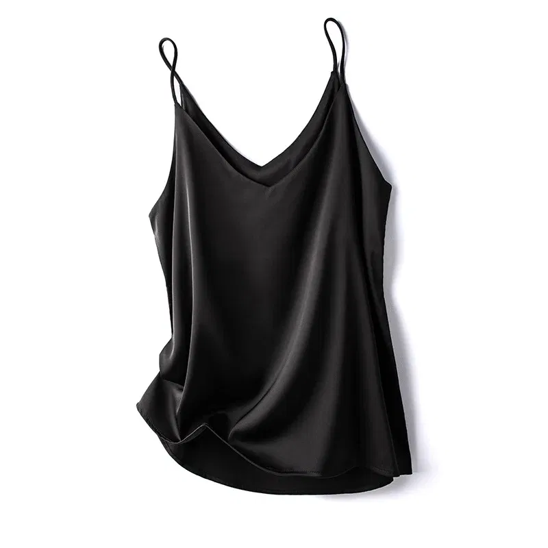 Color: WHITE, Size: XL - 2024 Summer Camisole Slim Vest Sexy Women Sleeveless V-Neck Gray Tee Tank Tops Female Solid Black/White Korean Crop Tops Y2k
