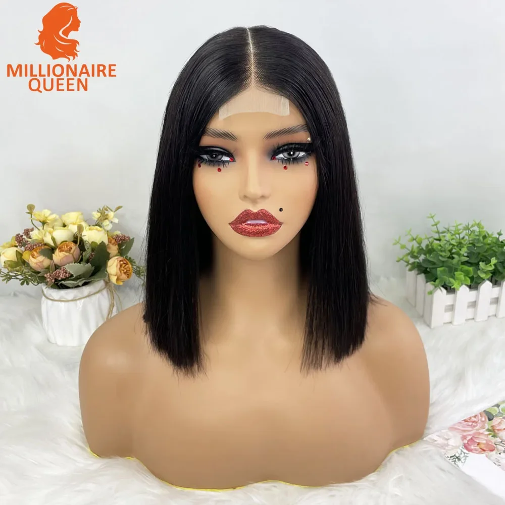 Color: WHITE, Stretched Length: 8inches, Density: 250%, Lace Size: 2x6 - Highlight P4/30 Brown Vietname Bone Straight Bob Wig Super Double Drawn Human Hair 2x6 Glueless Lace Closure Wig For Black Women