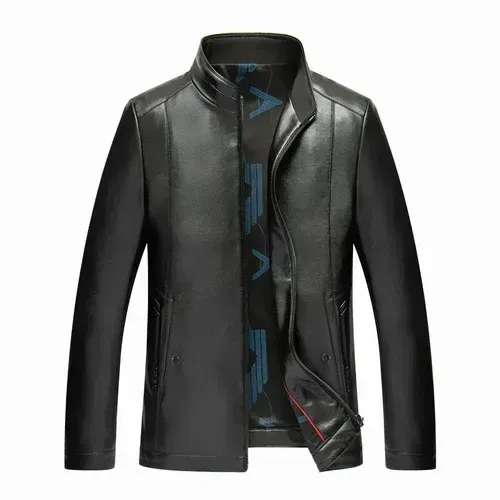 Color: Beige, Size: M - QYLVAWOY Genuine Leather Jacket Men Short Black Leather Coat Male Real Sheepskin Leather Jackets Jaqueta Masculina Men's Clothes