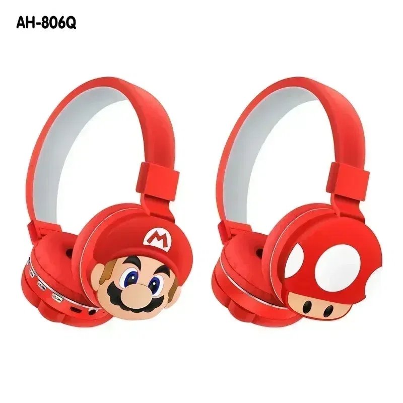 Color: WHITE - Game Marios Bros anime Wireless Bluetooth Headphones Children's Headwear Cute Cartoon Wireless Headset kids Birthday Gift toy