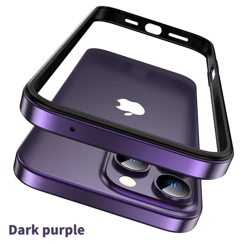 Color: Gold, Material: Neoprene - Titanium Metal Frame Bumper Shockproof Case for IPhone 16 15 Pro Max Plus 5G for Apple Solid Colour Protection Phone Cover