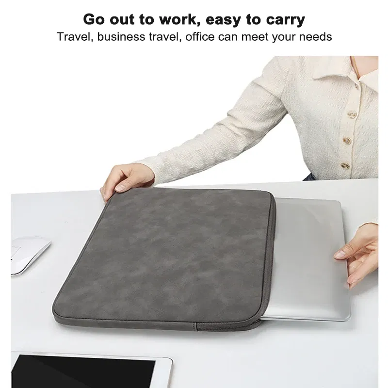 Color: wine red, Size: 14-inch - Waterproof Leather Laptop Bag Sleeve 13 14 15 Inch Case For MacBook Air Pro 13.3 15.4 Xiaomi HP Dell Acer Notebook Computer Case