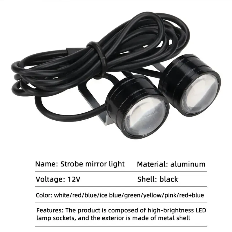 Color: WHITE - 2pcs Motorcycle Flash Strobe Eagle Eye Motorcycle Daytime Running Light Fog Lamp Headlight Moto Accessories