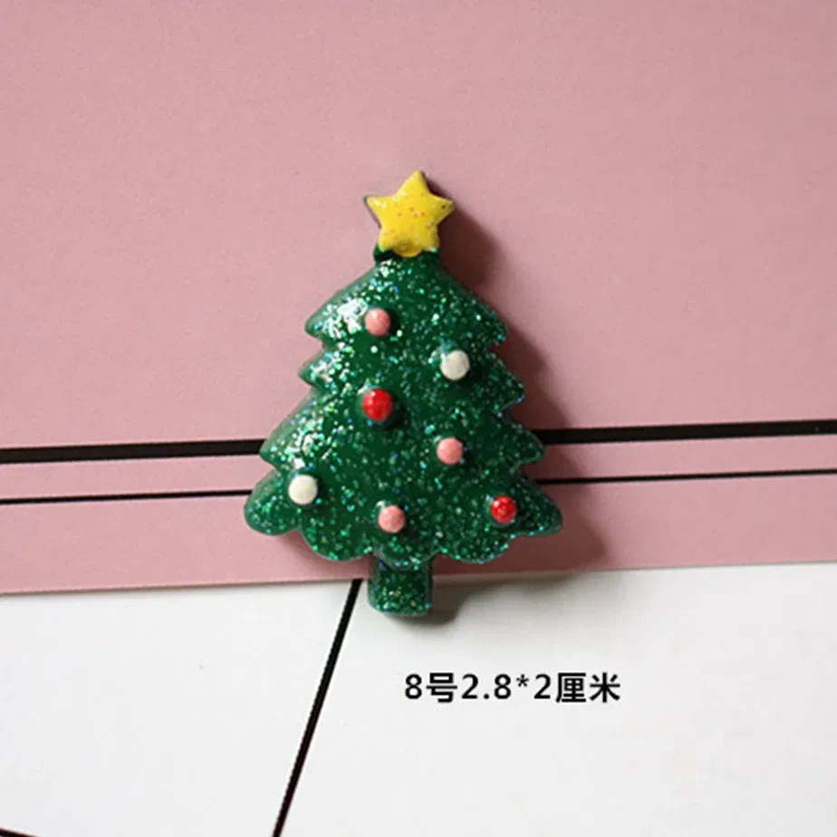 Color: Blue - 100pcs/lot Glitter Christmas tree snowman 3D resin patch for diy fridge magnet phone hair accessories wholesale