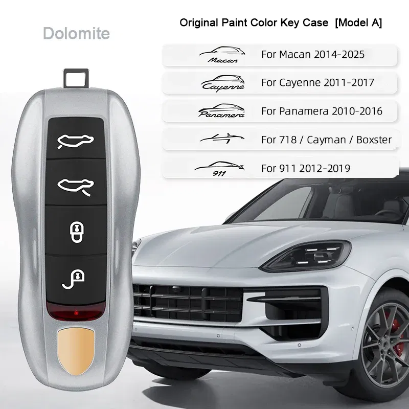 Color Name: Gold - For Porsche Cayenne 9ya 9yb Panamera 971 911 Targe Taycan Macan 95b Cayman 718 Boxster 2014-2025 Car Remote Smart Key Case Cover