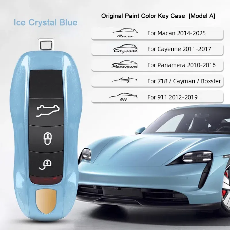Color Name: Gold - For Porsche Cayenne 9ya 9yb Panamera 971 911 Targe Taycan Macan 95b Cayman 718 Boxster 2014-2025 Car Remote Smart Key Case Cover