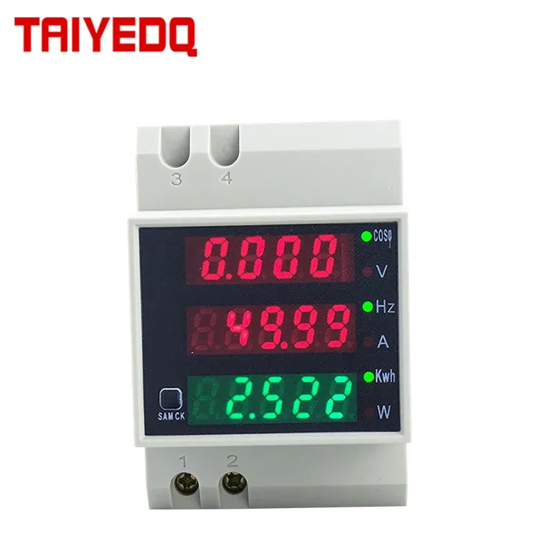 Color: Brown, Ships From: CHINA - D52-2058 Wattmeter Din rail Volt current Meter Power Factor digital meter AC80-300V multi-function kwh Hz meter 0-100A