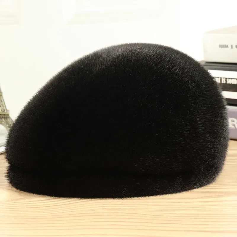 Color: SKY BLUE, Hat Size: One Size - Real Mink Fur Hat Women'S Winter Fashion Beret Hat Warm Mink Fur Knight Beret Hat Luxury Keep Warm Russian Lady Caps