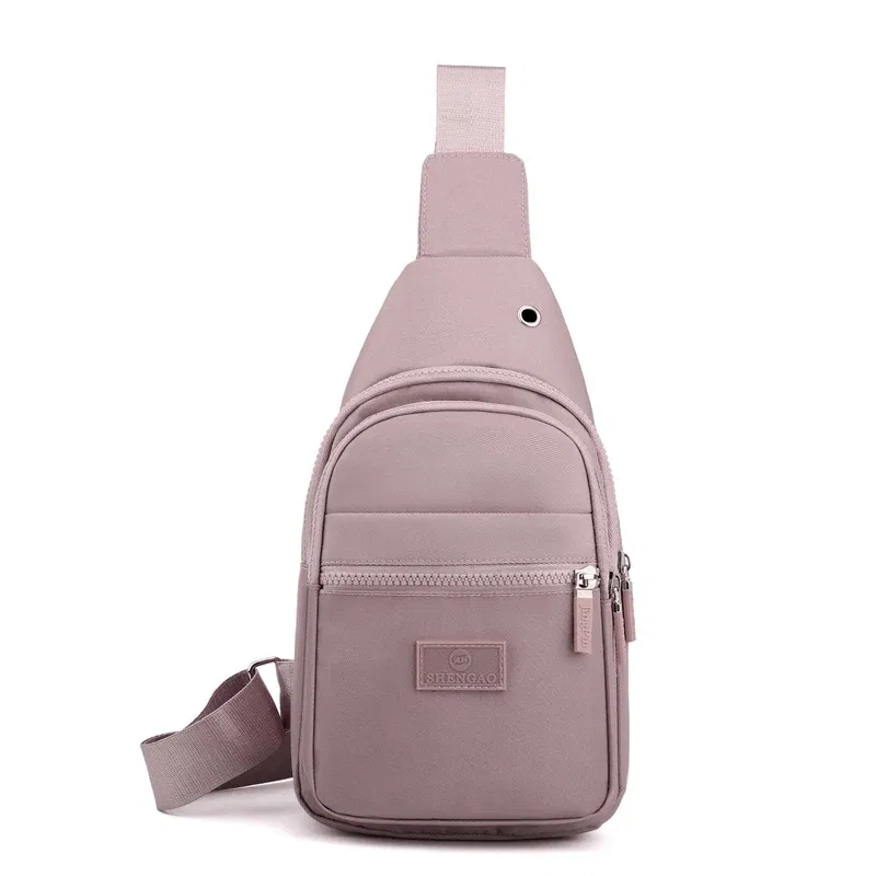 Color: PURPLE - Women's Chest Bag Pure Color Nylon Women's Bag Good Quality Shoulder Bag Casual Women's Crossbody Bag Fashion Female Bag
