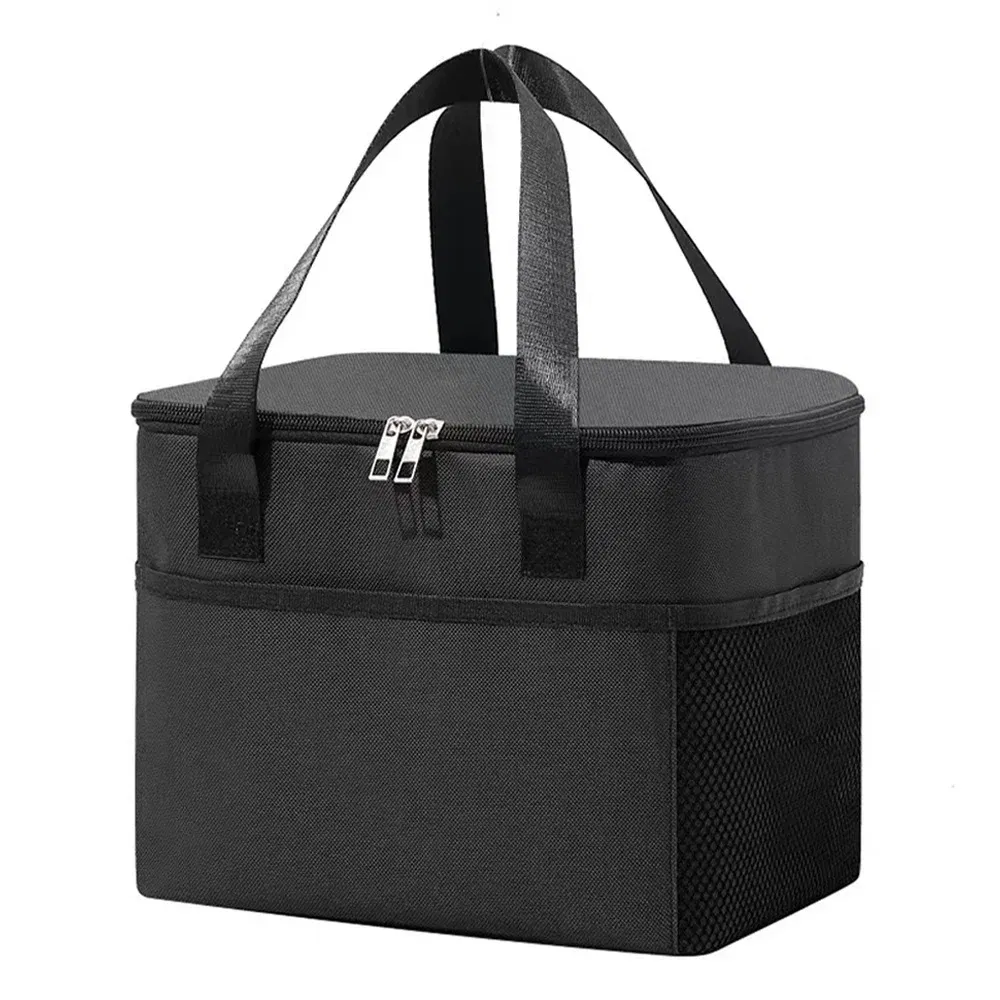 Color: Beige - Thermal Bag Portable Lunch Bags Insulated Cooler Bag Food Bento Bags Printing Gold Letter Series Travel Picnic Storage Ice Bags