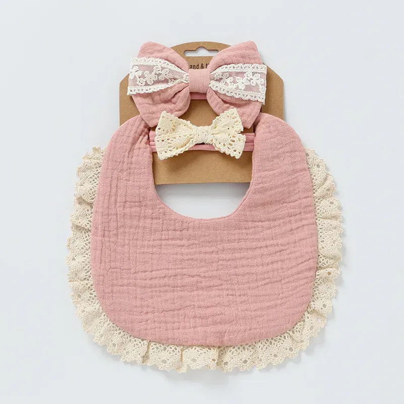 Color: Pink, Kid Size: 3M - Personalized embroidered baby bib, baby pure cotton gauze bib, mouth in water, baby anti spitting, newborn bib, men's and women'