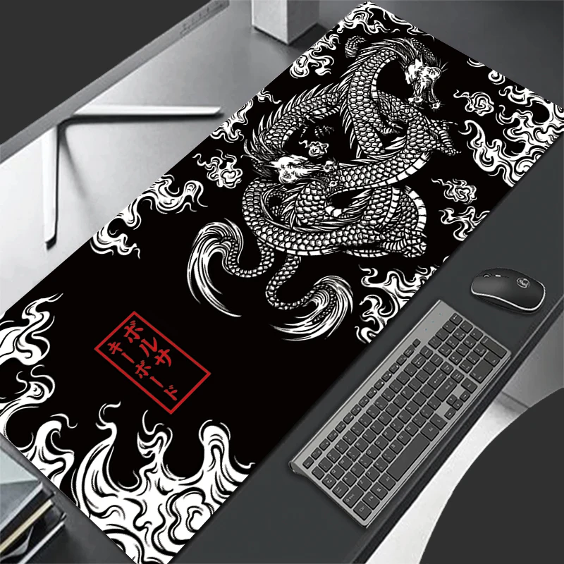 Size: 60x30 cm, Color: BROWN - Japanese Art Dragon Mouse Pad Gaming XL Home New HD Mousepad XXL Keyboard Pad Non-Slip Office Carpet Laptop Mice Pad Mouse Mat