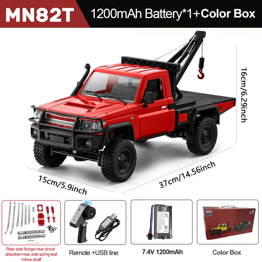Color: green - MN82T RC Crawler 1/12 2.4G 4WD Remote Control Off-road Pickup Simulation Crane Vehicle Electric Climbing Car Model Toys for Kids