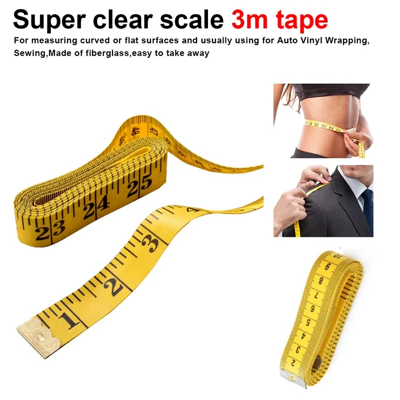 Color: army green - Top Quality Durable Soft 3 Meter 300 CM Sewing Tailor Tape Body Measure Ruler Dressmaking