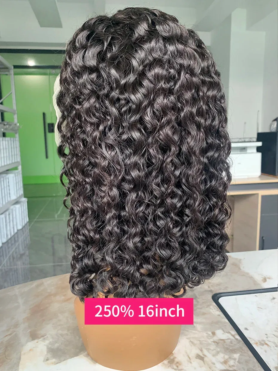 Hair Color: Natural Color, Ships From: CHINA, Stretched Length: 10inches, Density: 250% - Real 250 Density 13x4 Short Bob Wet and Wavy Human Hair Wigs Vietnam Raw Virgin Double Drawn Water Wave 13x6 Frontal Wig HD Lace