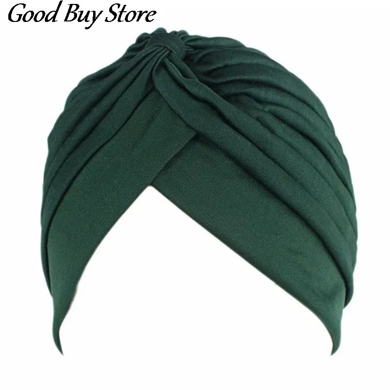 Color: lce grey - Solid Color Turban Hat Women Muslim Stretch Hijabs Hats Islamic Underscarf Head Wrap Cap Female Plain Headwear Headband Soft
