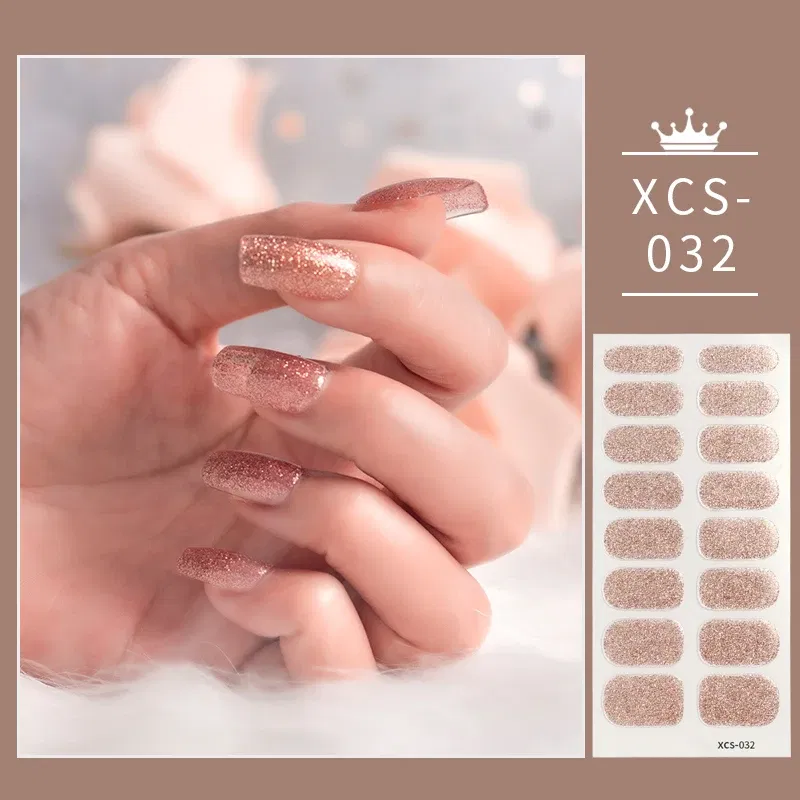 Color: Gray White - 1pc Nail Art Sticker Laser Shiny Sequins Polish Wraps Double Ended Adhesive Strips Fashion Stickers Manicure Decor