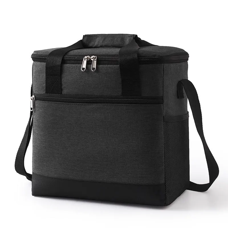 Color: black - Large Capacity Tote Bento Insulated Lunch Bag Picnic Food Lunch Box Storage Ice Cooler Thermal Bag Portable Fridge Thermal Bag
