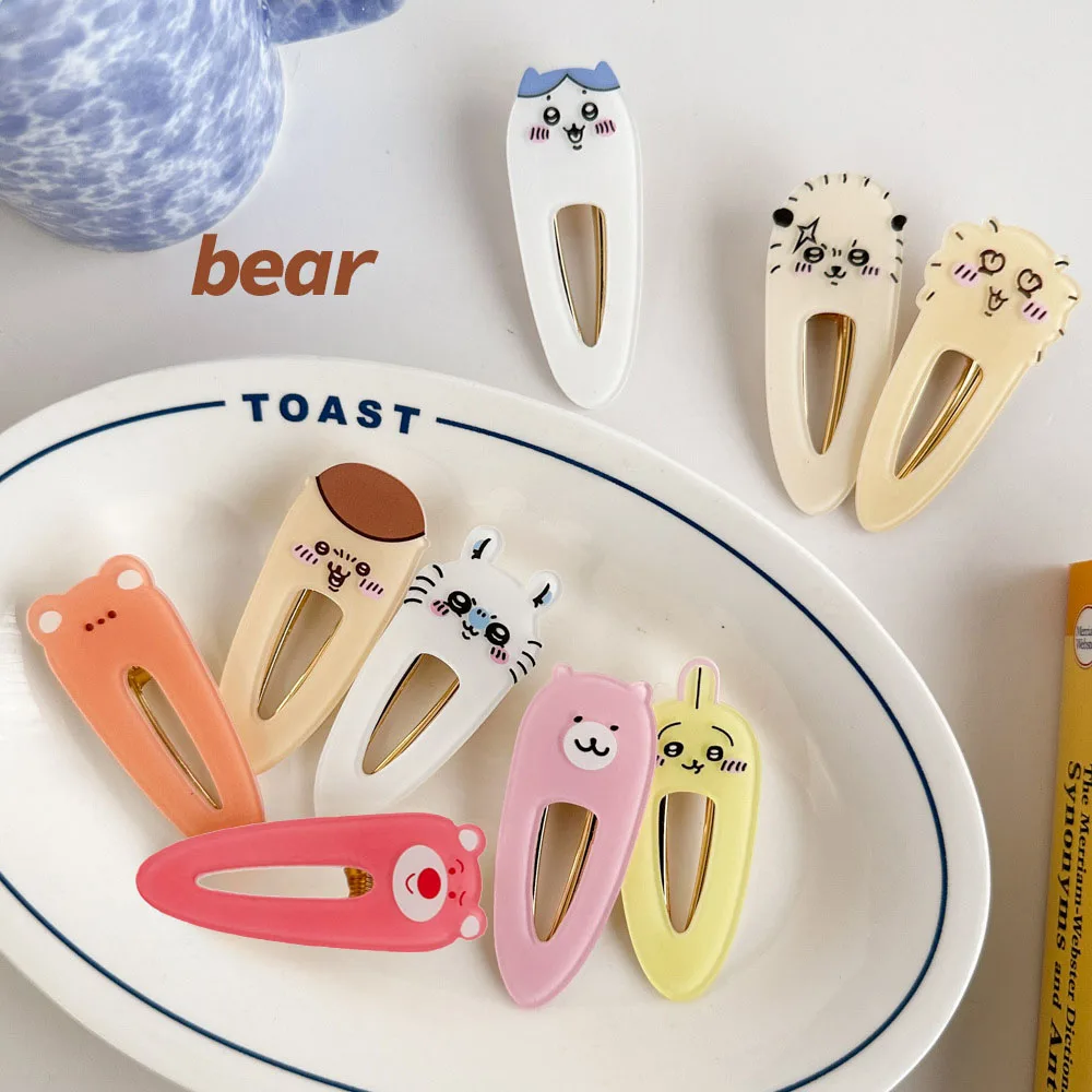 Color: Yellow - 2024 Creative Duck Beak Hairclip Anime Figure Chiikawa Hachiware Girl's Forehead Fringe Side Hair Clip Student Hair Accessories