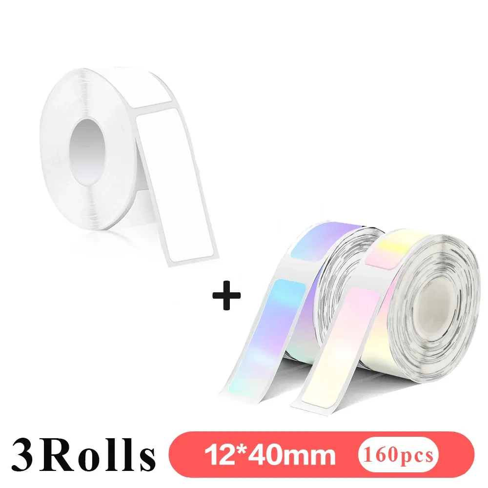 Color: light green - 3pcs 15mm x7m Continuous Label Paper fit for P12 P15 Phomemo D30 Q30 Printer Waterproof Self Adhesive Thermal Printer Sticker