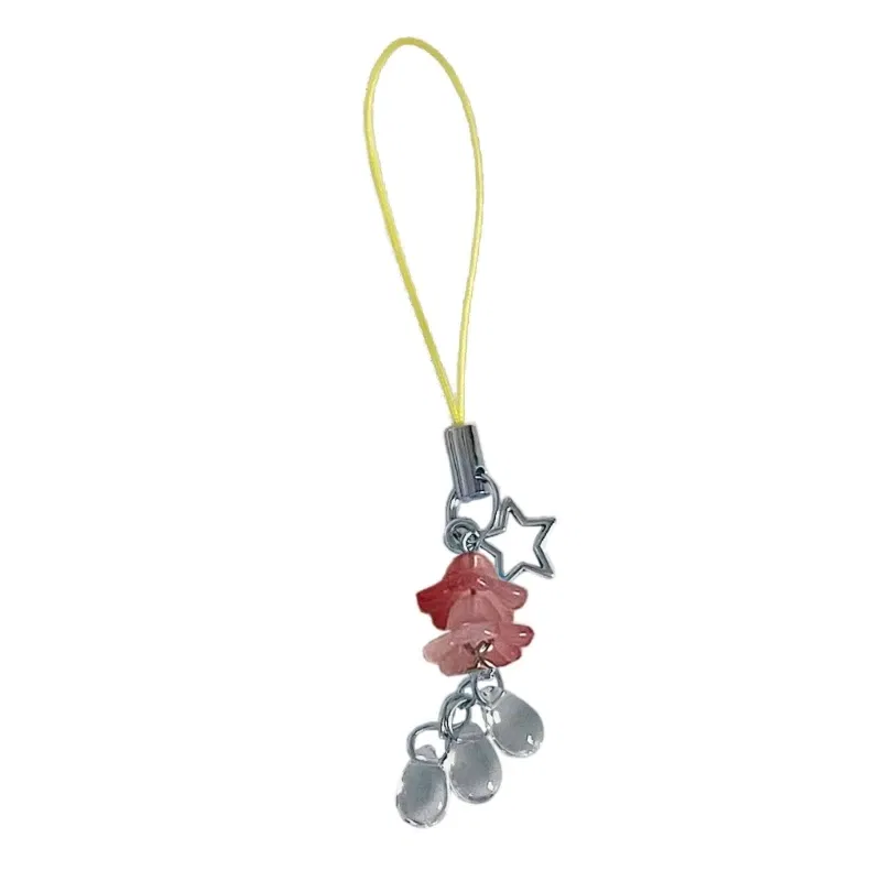 Color: F Color - Goth Y2K Phone Charm Pendant Kawaii-Key Chain For Bag Cute Accessory Women Guitar Strap Lanyard Beaded Keychain Pendant