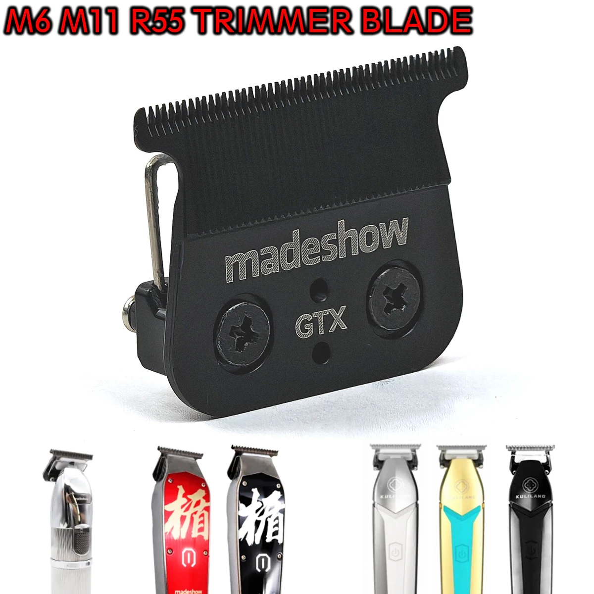Color: GRAY - Madeshow KULILANG M6 M11 R55 Ultra Thin Original Blade Professional Hair Trimmer 0mm Cutter Head Clipper Replacement Accessories