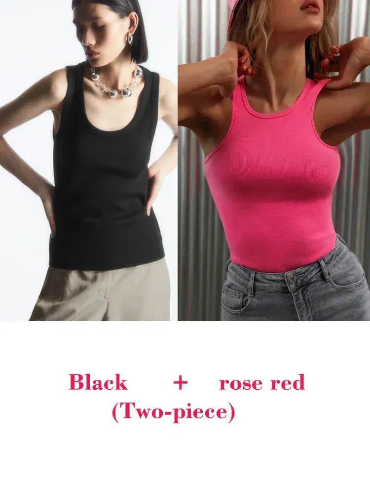 Color: Light Grey, Size: S - Women's Tees Sleeveless 100% Cotton Tops Summer O Neck Tanks & Camis Vest Slim Solid Sexy Crop Tops for Women Fashion